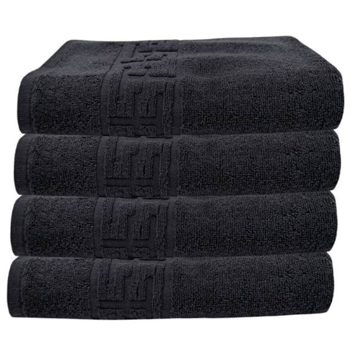 Set 4 prosoape corp, Bumbac 100%, 70x130 ,Model Greek Border, Negru, PCM43