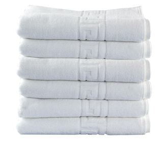 Set 6 prosoape corp, Bumbac 100%, 70x130 ,Model Greek Border, Albe, PCM44